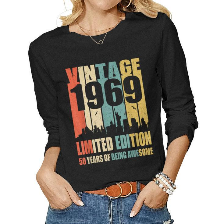 50Th Birthday Idea Vintage 1969 T Shirt For Men Women Women Long Sleeve T-shirt