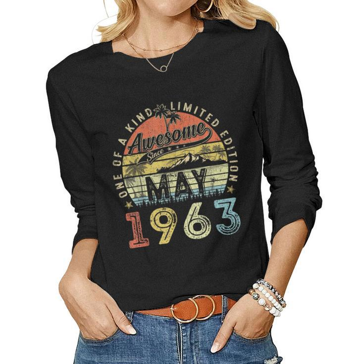60 Year Old Awesome Since May 1963 60Th Birthday Women Long Sleeve T-shirt