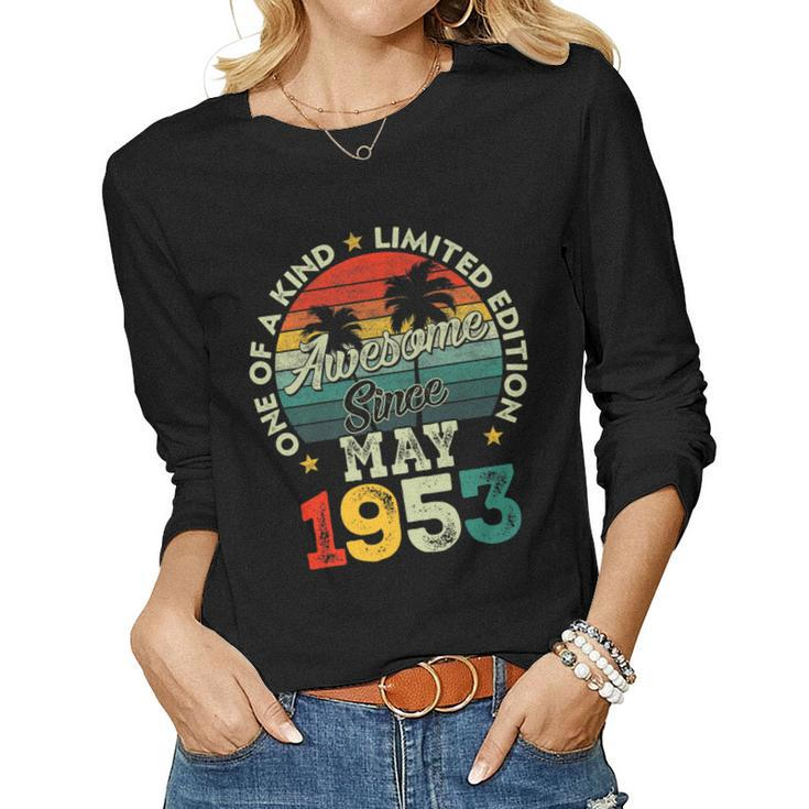 70 Year Old Vintage May 1953 70Th Birthday Retro Women Long Sleeve T-shirt