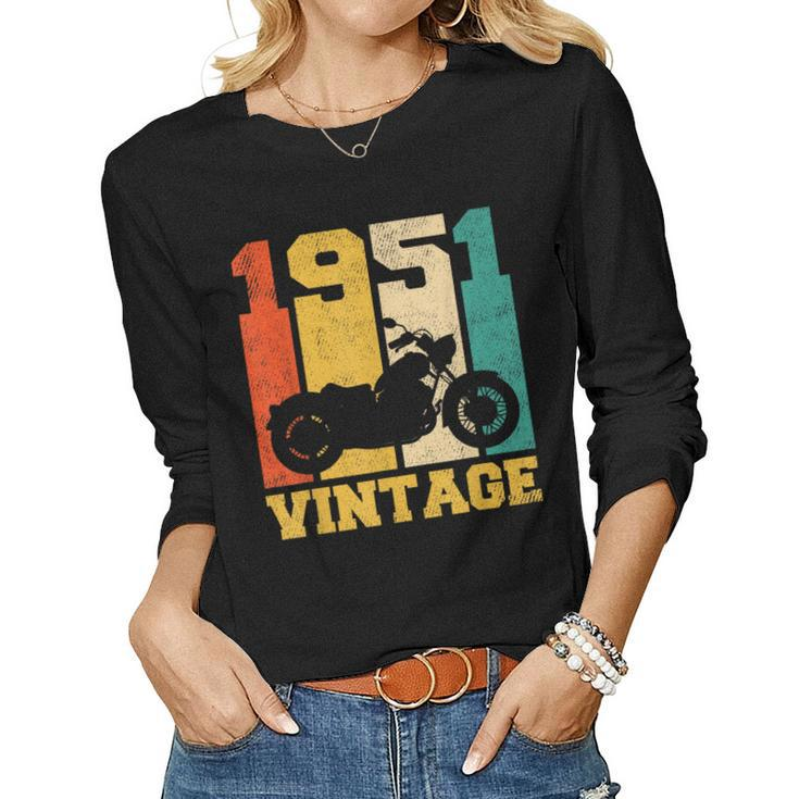 70 Years Old Vintage 1951 Motorcycle 70Th Birthday Women Long Sleeve T-shirt