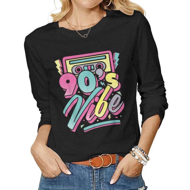 90S Vibe Vintage Retro Costume Party Nineties Mens Womens Women Long Sleeve T-shirt