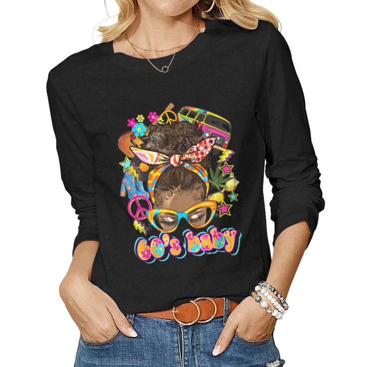 Afro Messy Bun 60S Baby Vintage 1960S Black Women  Women Graphic Long Sleeve T-shirt