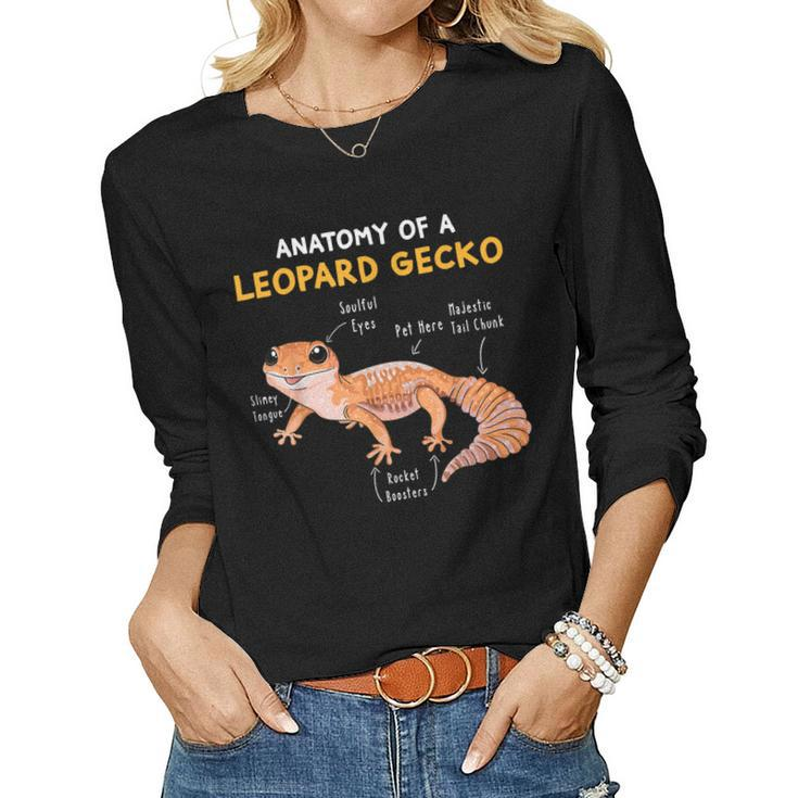 Anatomy Of A Leopard Gecko Gecko Mom Reptile Dad Women Long Sleeve T-shirt