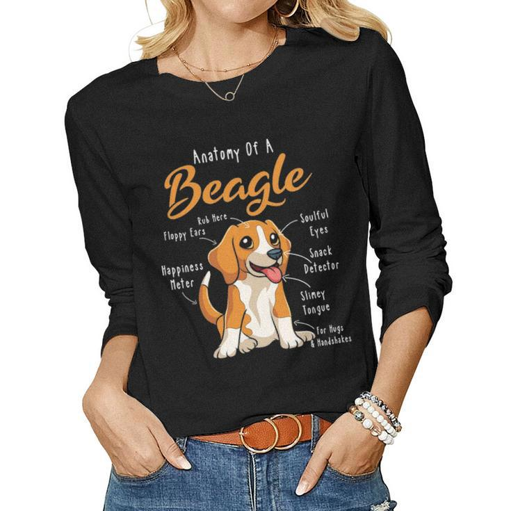 Anatomy Of A Beagle Gift For Beagle Dog Mom Funny Beagle Women Graphic Long Sleeve T-shirt