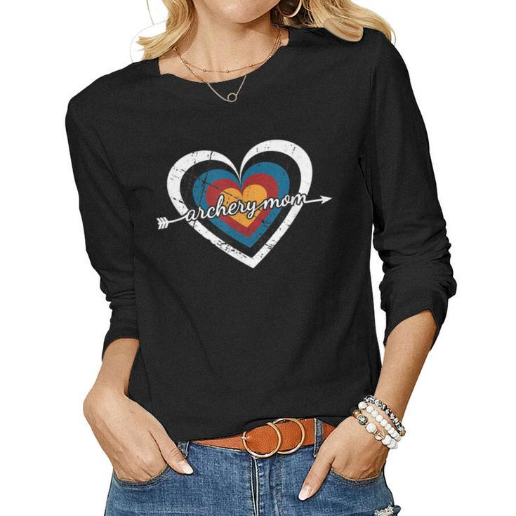 Archery Mom Target Heart - Usa Archery  Women Graphic Long Sleeve T-shirt