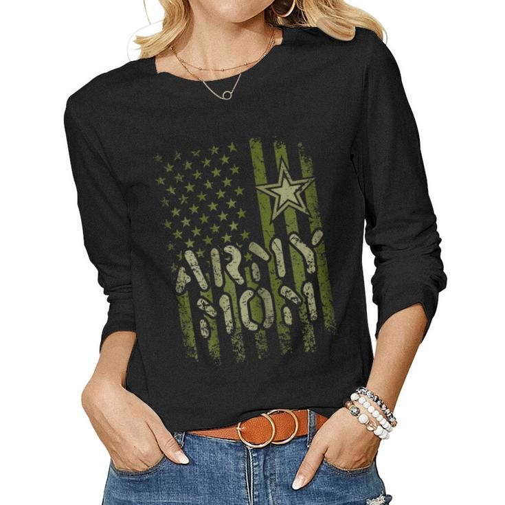 Army Mom American Flag Apparel Tee Women Long Sleeve T-shirt