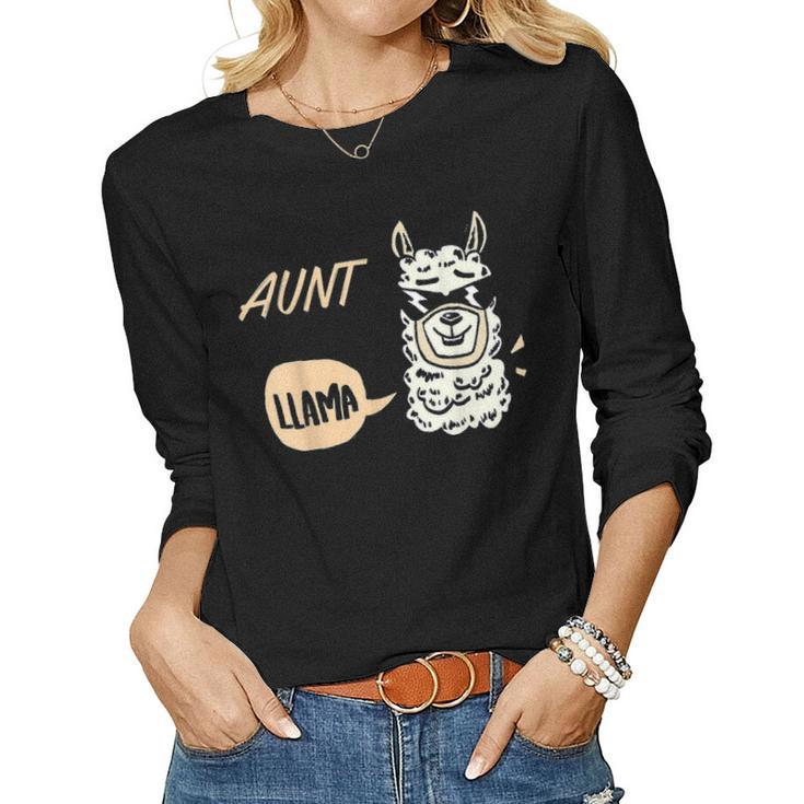 Auntie Llama Family Father Day Mother Day Women Graphic Long Sleeve T-shirt