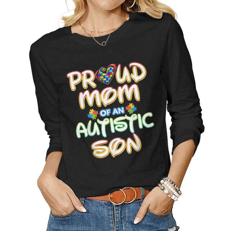 Autism Awareness Family Proud Mom Of Autistic Son 2979 Women Graphic Long Sleeve T-shirt