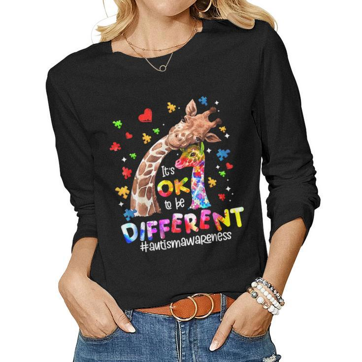 Autism Awareness Its Ok To Be Different Giraffe Women Kid Women Long Sleeve T-shirt
