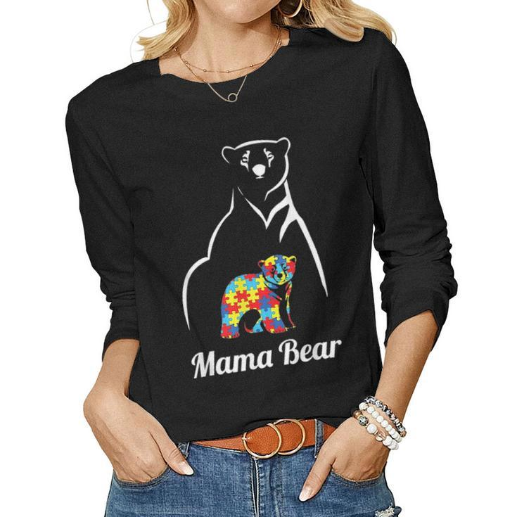 Autism Awareness Mama Bear Mom Gift Women Graphic Long Sleeve T-shirt