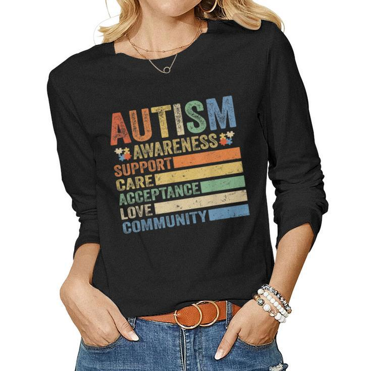 Autism Awareness Support Care Acceptance For Women Mom Dad Women Long Sleeve T-shirt