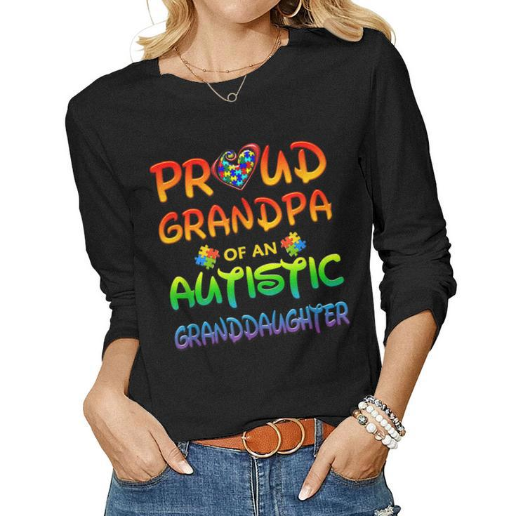 Autism Awareness Wear Proud Grandpa Of Granddaughter  Women Graphic Long Sleeve T-shirt