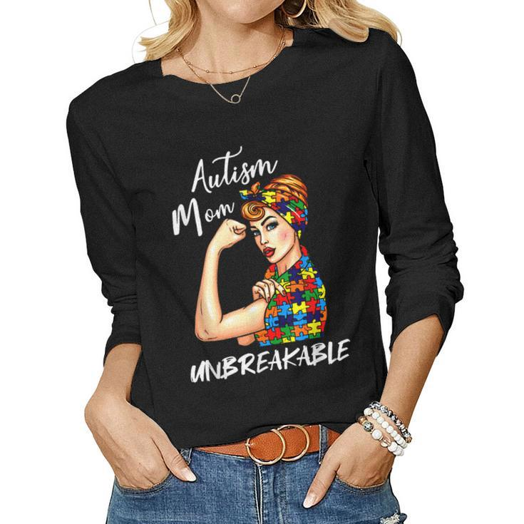 Womens Autism Mom Unbreakable Autism Awareness Day Women Long Sleeve T-shirt