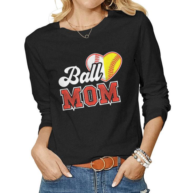 Ball Mom Baseball Softball Parent Women Long Sleeve T-shirt