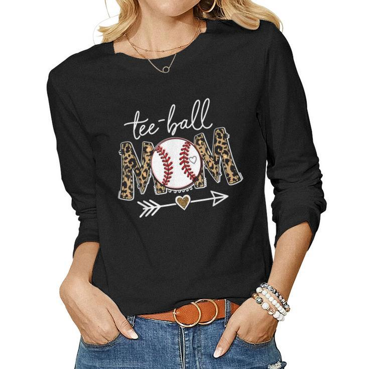 Ball Mom Leopard Tball Mom Baseball Women Long Sleeve T-shirt