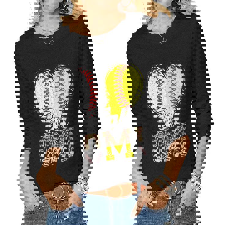 Womens Ball Omi Heart Baseball Softball Women Long Sleeve T-shirt