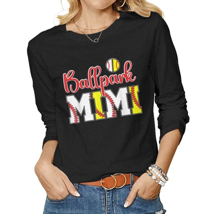 Ballpark Mimi Softball Baseball Mimi Grandma Women Long Sleeve T-shirt