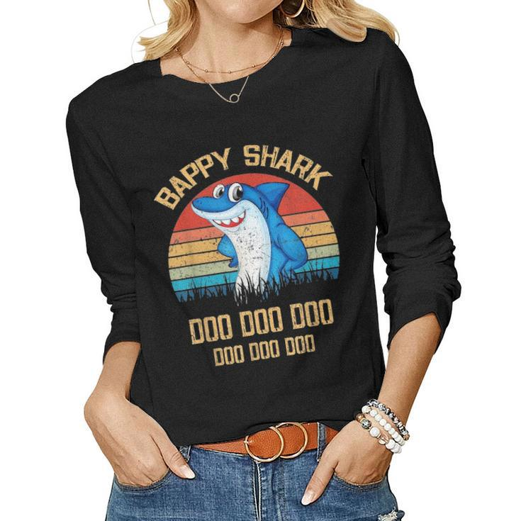 Bappy Shark Fathers Day Gift From Wife Son Daughter Women Graphic Long Sleeve T-shirt