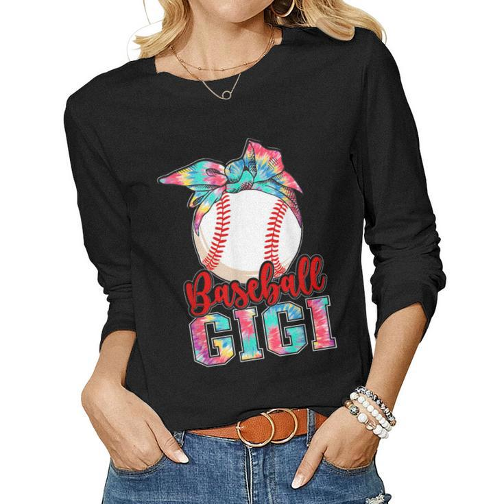 Baseball Gigi Cute Tie Dye Baseball Player And Fans Women Long Sleeve T-shirt