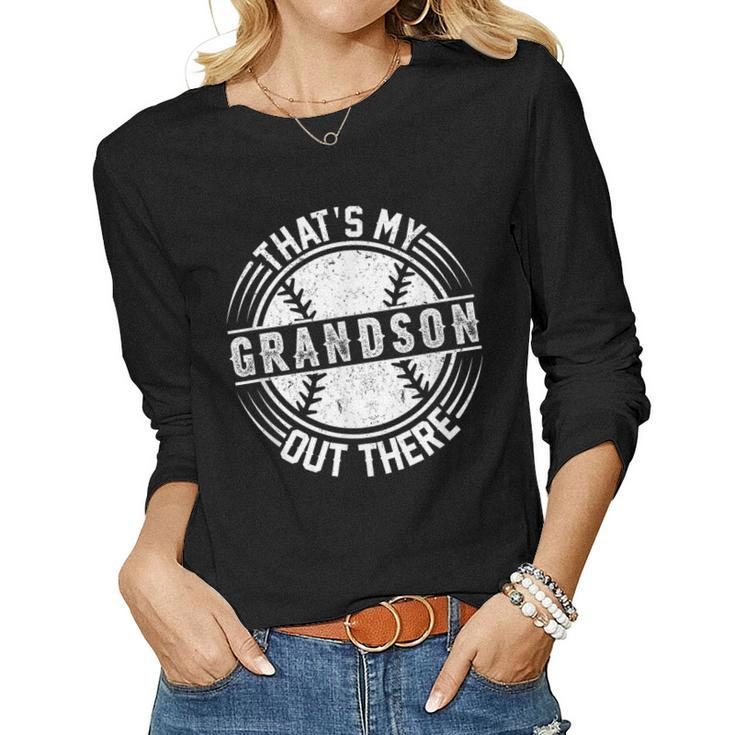 Baseball Grandson Cute Baseball For Grandma Women Long Sleeve T-shirt