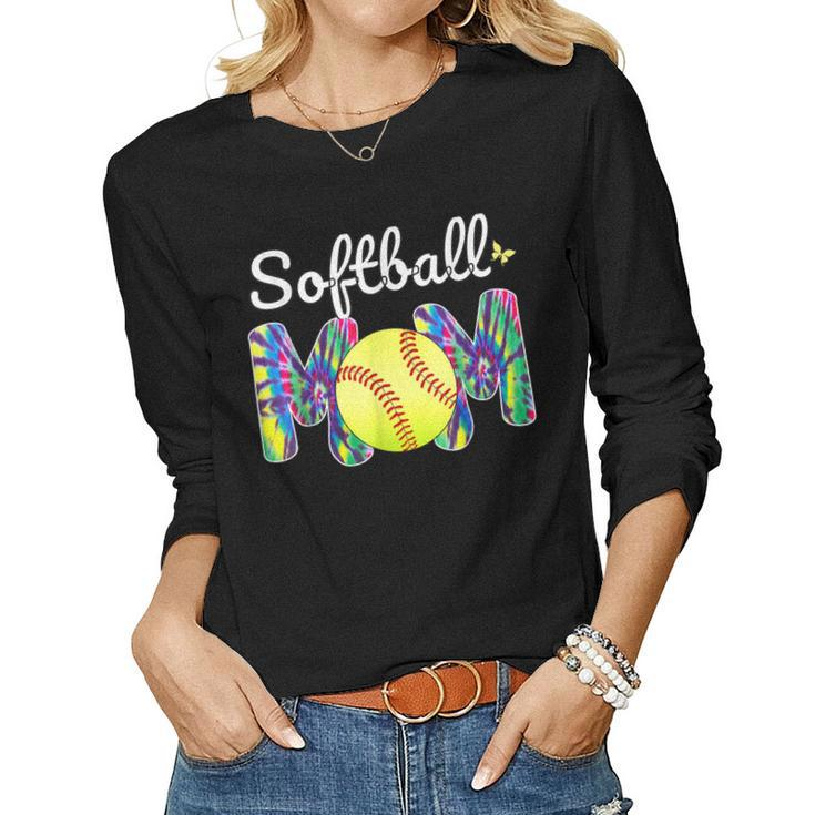 Baseball Mom Love Tie Dye Softball Mom Mother´S Day Women Long Sleeve T-shirt