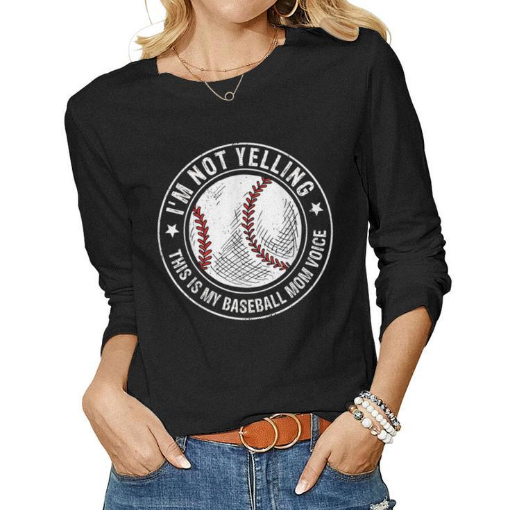 Womens Baseball Mom Voice Baseball Mama Women Long Sleeve T-shirt