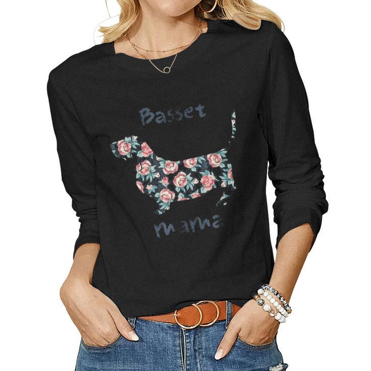 Basset Hound Gifts  For Women Mama Mom Mother Grandma Women Graphic Long Sleeve T-shirt