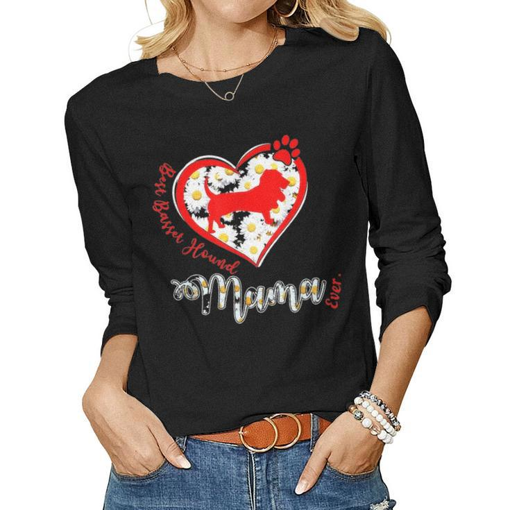 Basset Hound Mom Funny  Heart Dog Mothers Day Gift Women Graphic Long Sleeve T-shirt