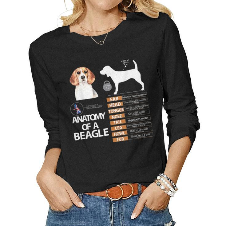 Beagle Dog Anatomy Mom Grandma Dad Men Women Kids Gift Women Graphic Long Sleeve T-shirt