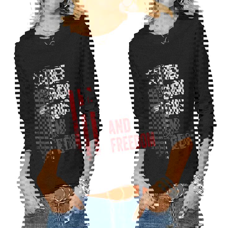 Beer Bacon Guns Freedom Funny Bbq Gun Usa Flag Drinking