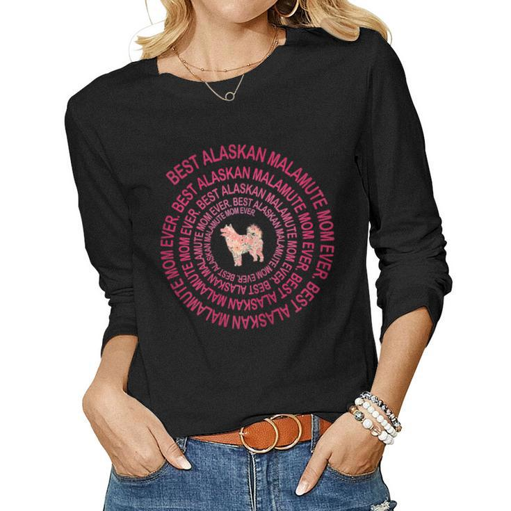 Womens Best Alaskan Malamute Mom Ever Spiral Dog Lover Women Long Sleeve T-shirt