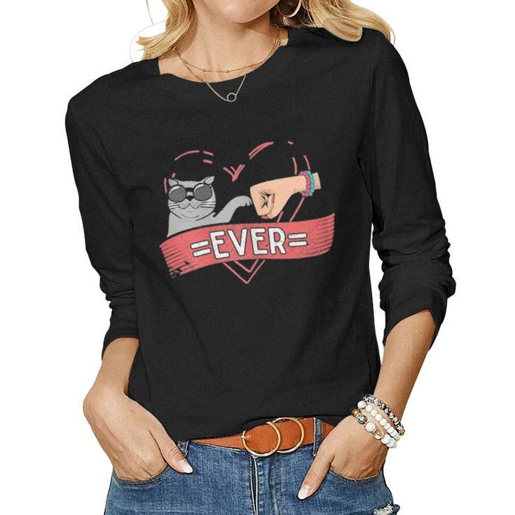 Best Cat Mom Ever Cute Heart Friends Forever Mothers Day Gif Women Graphic Long Sleeve T-shirt