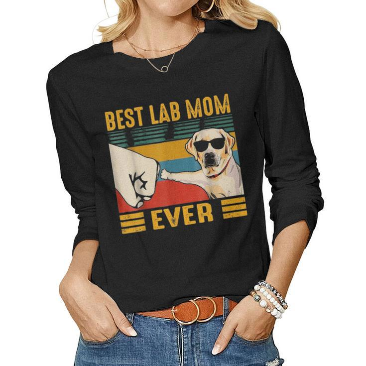 Best Lab Mom Ever Dog Lovers Vintage Gift Women Graphic Long Sleeve T-shirt