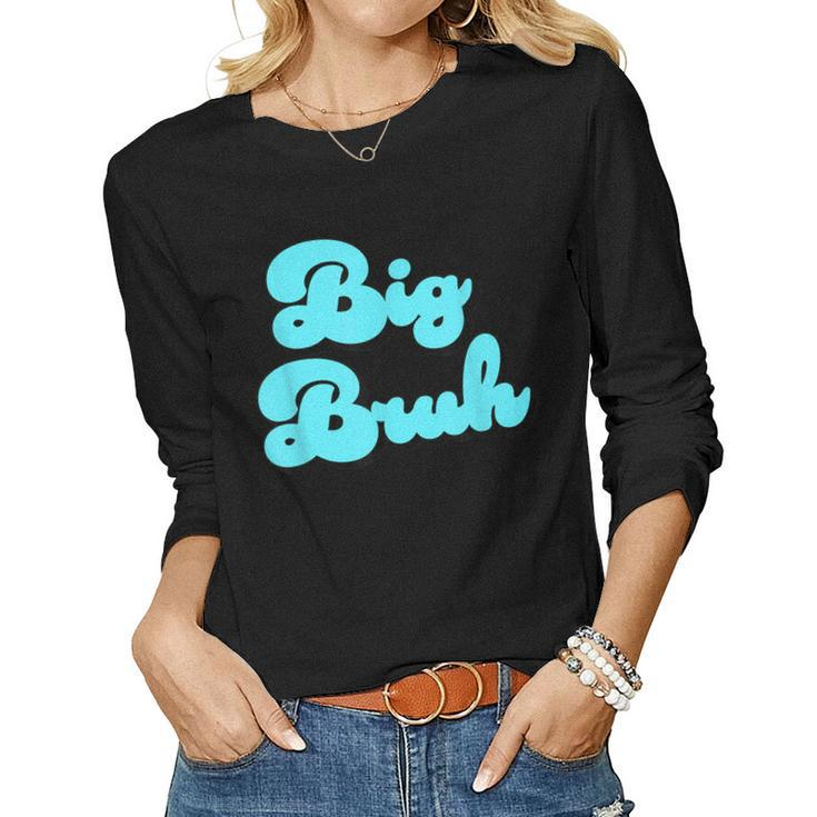Big Brother Older Sister Blue Graphic Letter Print Women Long Sleeve T-shirt