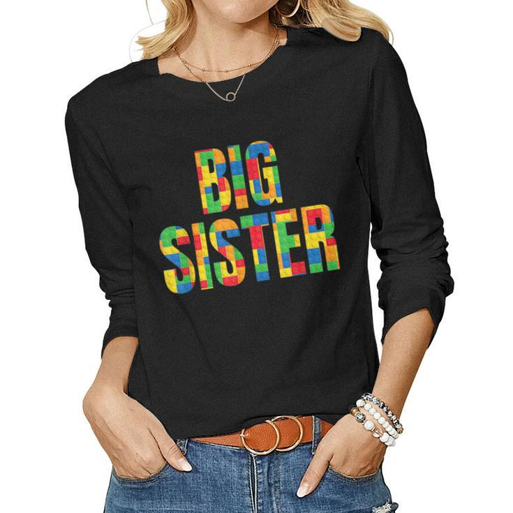 Big Sister Brick Master Builder Building Blocks Set Family Women Long Sleeve T-shirt