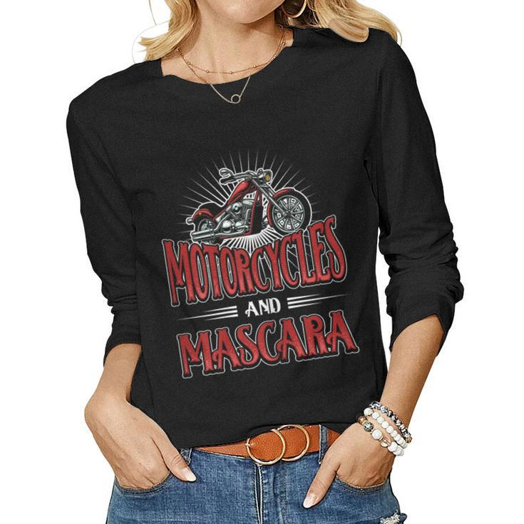 Biker Girl Motorcycles And Mascara Women Long Sleeve T-shirt