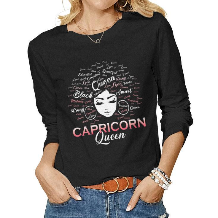 Black Women Capricorn Queen January Birthday Women Long Sleeve T-shirt