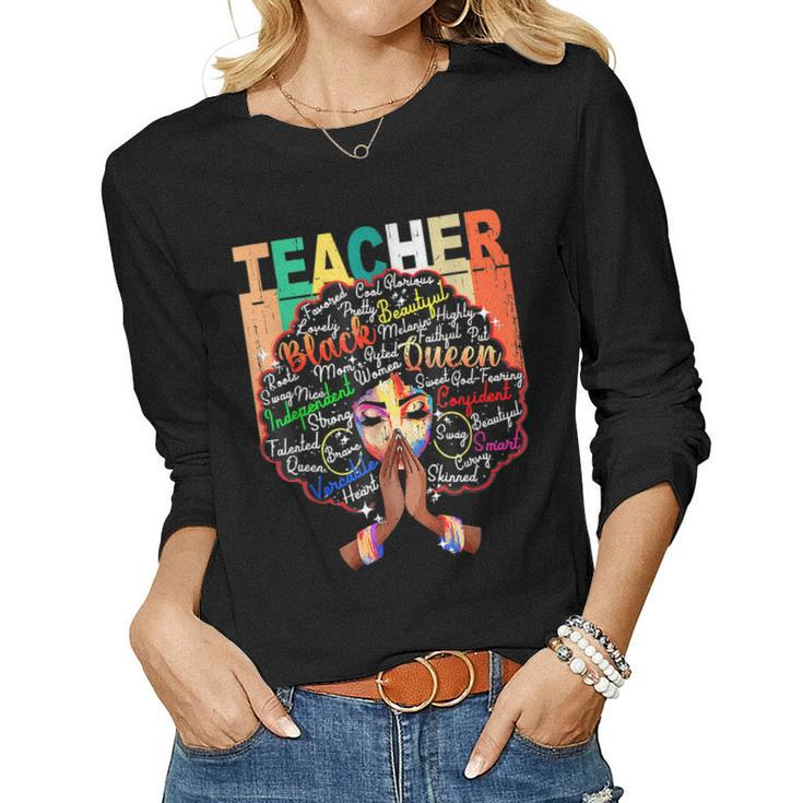 Black Teacher Educator Magic Africa Proud History Men Women  V3 Women Graphic Long Sleeve T-shirt