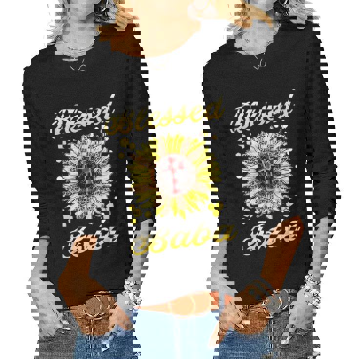 Blessed Baba Cross Sunflower Mother Day Women Graphic Long Sleeve T-shirt