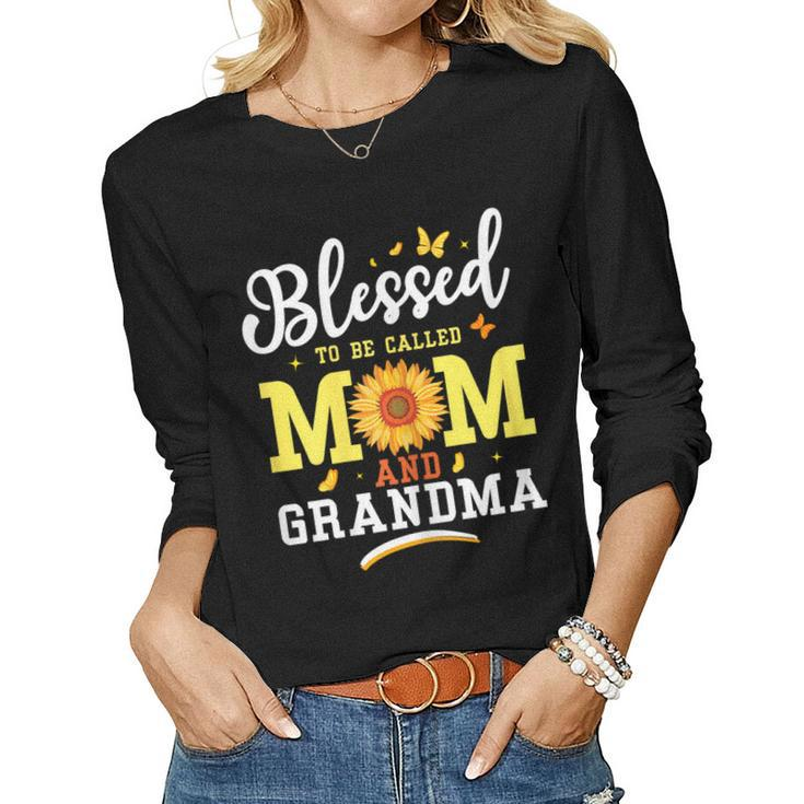 Womens Blessed To Be Called Mom Grandma Flower Women Long Sleeve T-shirt
