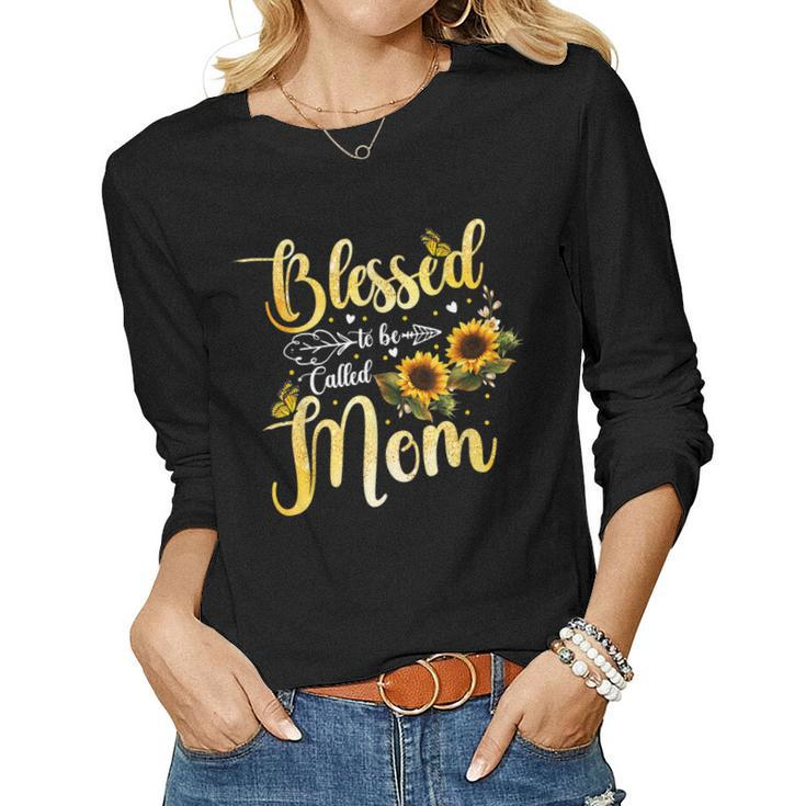 Blessed To Be Called Mom Sunflower Butterfly Women Long Sleeve T-shirt