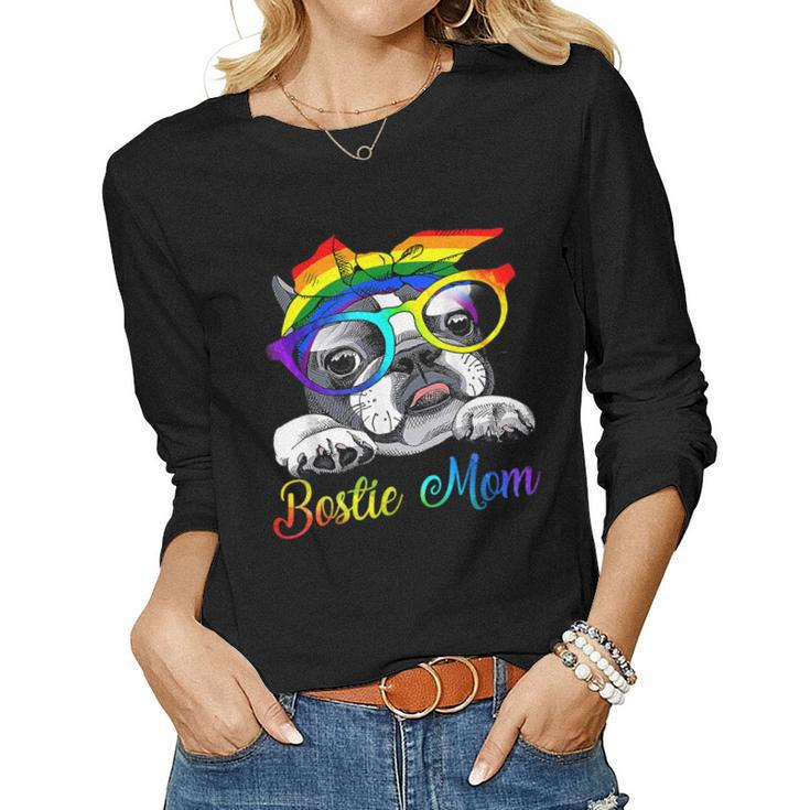 Bostie Mom For Lgbt Pride Boston Terrier Dogs Lovers Women Long Sleeve T-shirt