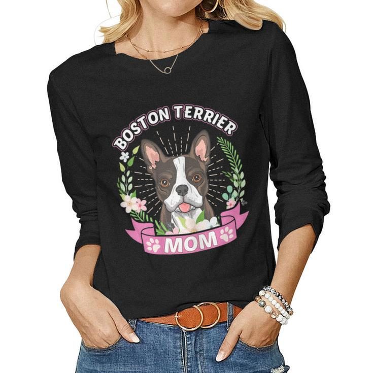 Boston Terrier Mom Shirt Women Long Sleeve T-shirt