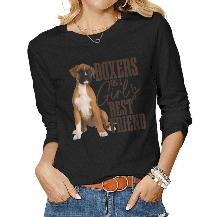 Womens Boxers Are A Girls Best Friend Dog Boxer Mom Women Long Sleeve T-shirt