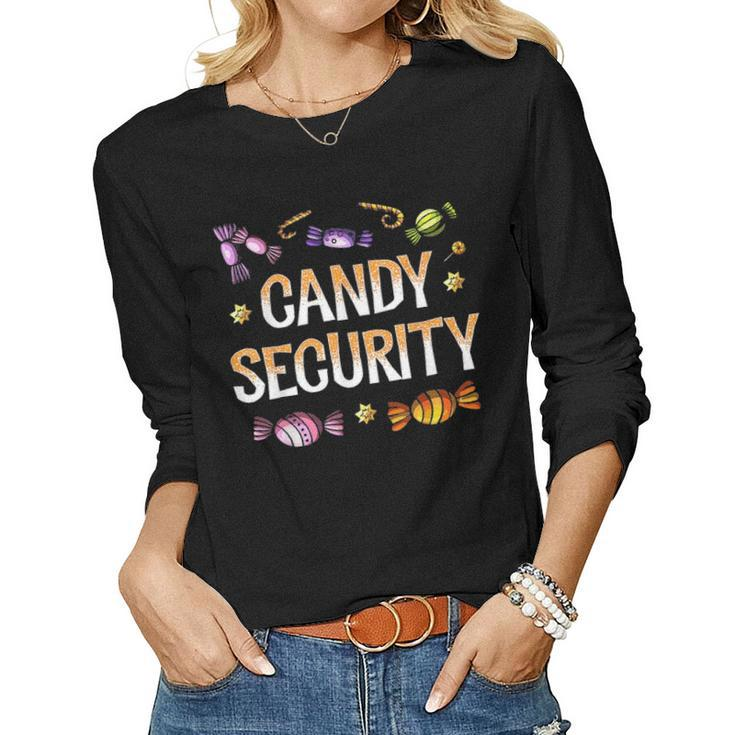 Candy Security  Funny Parents Halloween Costume Mom Dad Women Graphic Long Sleeve T-shirt