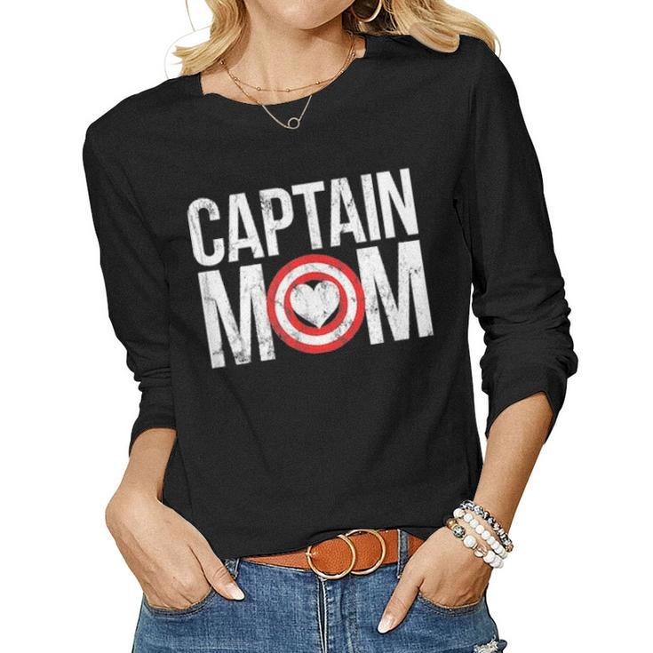 Captain Mom Superhero Child Raising Hero 2838 Women Graphic Long Sleeve T-shirt