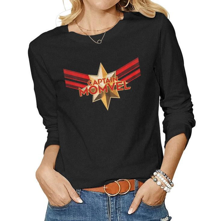 Womens Captain Momvel Super Mom Super Hero Shirt Women Long Sleeve T-shirt