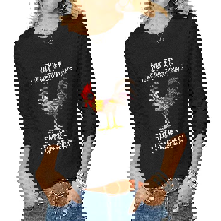 Chicken Fart Humor I Dont Fart I Whisper In My Women Long Sleeve T-shirt