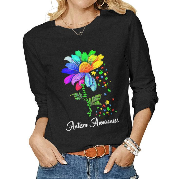 Choose Kind Autism Awareness Month Women Sunflower Mom Women Long Sleeve T-shirt