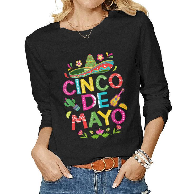 Cinco De Mayo For Mens Womens Kids Mexican Fiesta Cactus Women Long Sleeve T-shirt